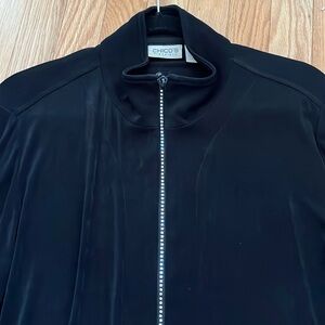 Chico’s Travelers Black Full Zip up embellished  Lightweight Jacket. Size 3